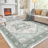 OPPODREAM Soft Area Rugs 5x7, 5x7 Washable Rug with Non Slip Backing, 5 x 7 Faux Cashmere Low-Pile Carpet, Green
