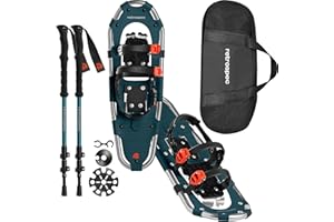 Retrospec Drifter Snowshoes & Trekking Poles Bundle with Adjustable Bindings - Lightweight Aluminum Snow Shoes for Women & Men - All Terrain Hiking & Winter Sports