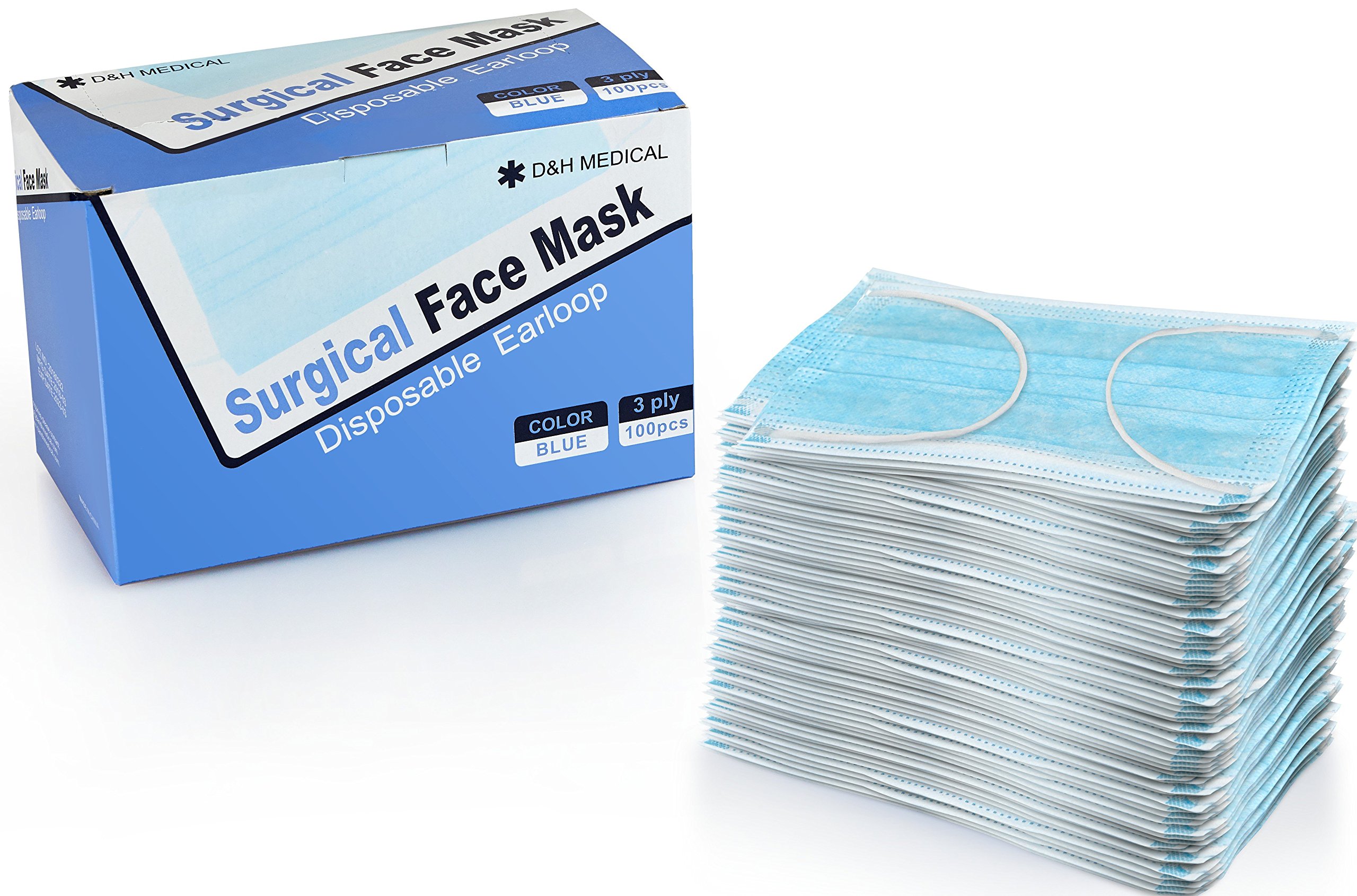 100 Pack Disposable Medical Sanitary FDA Surgical Face Masks with