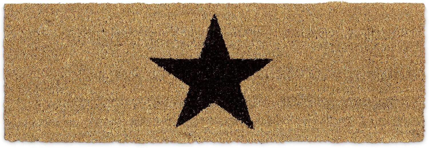 Relaxdays Narrow Coir Doormat with Large Black Star for Indoors and Outdoors w/ Anti-Slip Underside Long Welcome Mat 1.5 x 75 x 25 cm - Image 3
