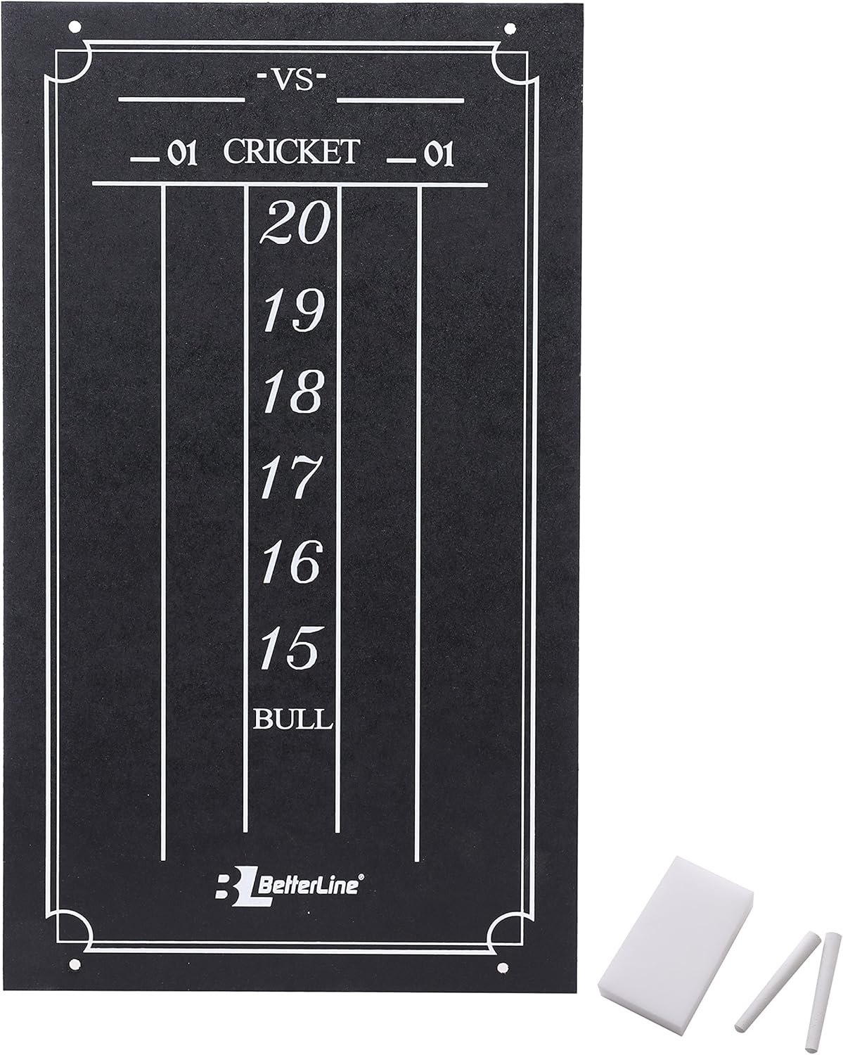 BETTERLINE Professional Scoreboard Chalkboard for Cricket and 01 Darts Games 39.3 x 22.9 cm