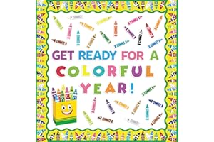 CPicdn 118Pcs Crayon Cutouts Back to School Bulletin Board Set Colorful Crayons Pencil Name Tags Label First Day of School Classroom Decorations