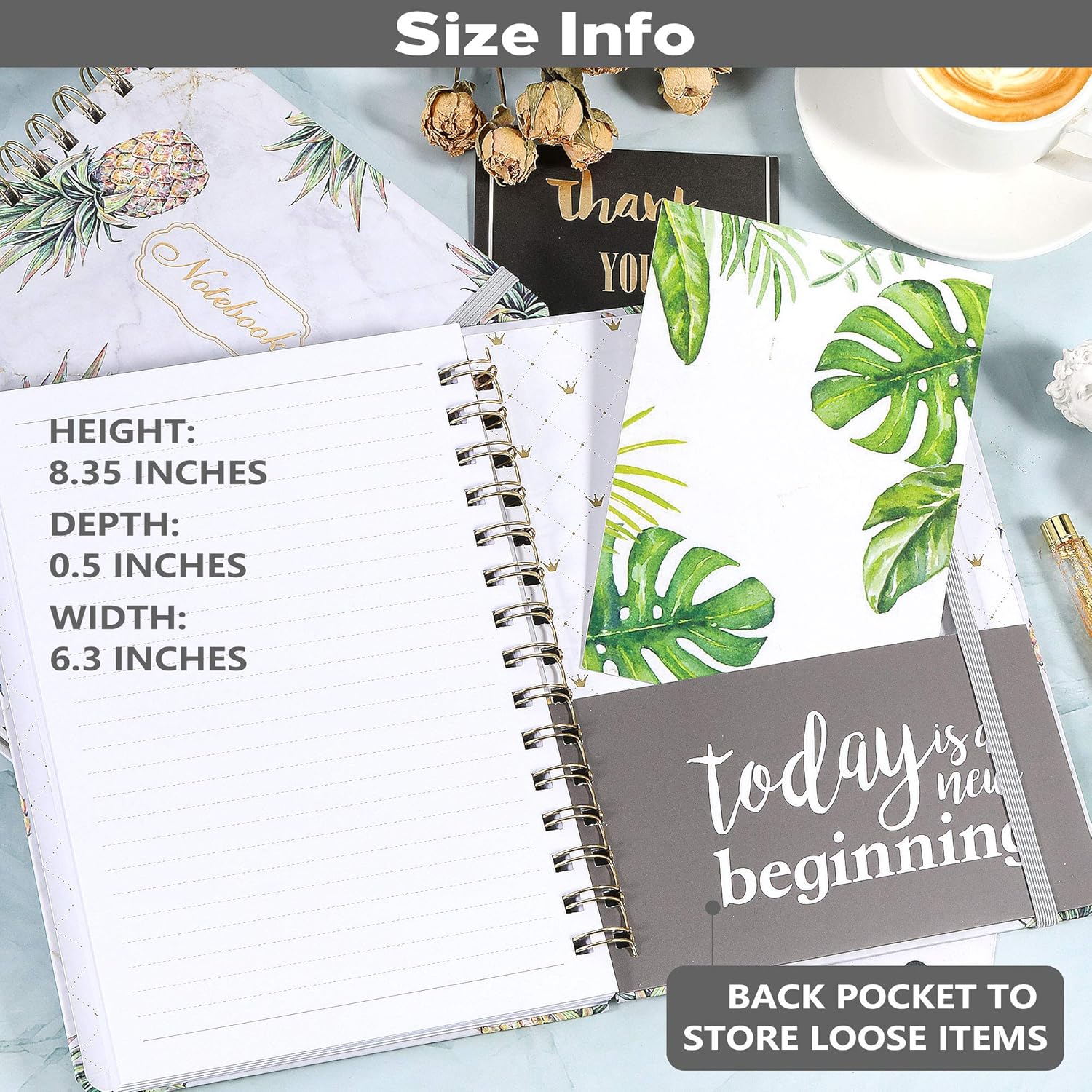 Ruled Notebook/Journal - Lined Journal with Hardcover, 8.35" x 6.3", College Ruled Spiral Notebook/Journal, Back Pocket, Strong Twin-Wire Binding with Premium Paper, Home & Office : Office Products