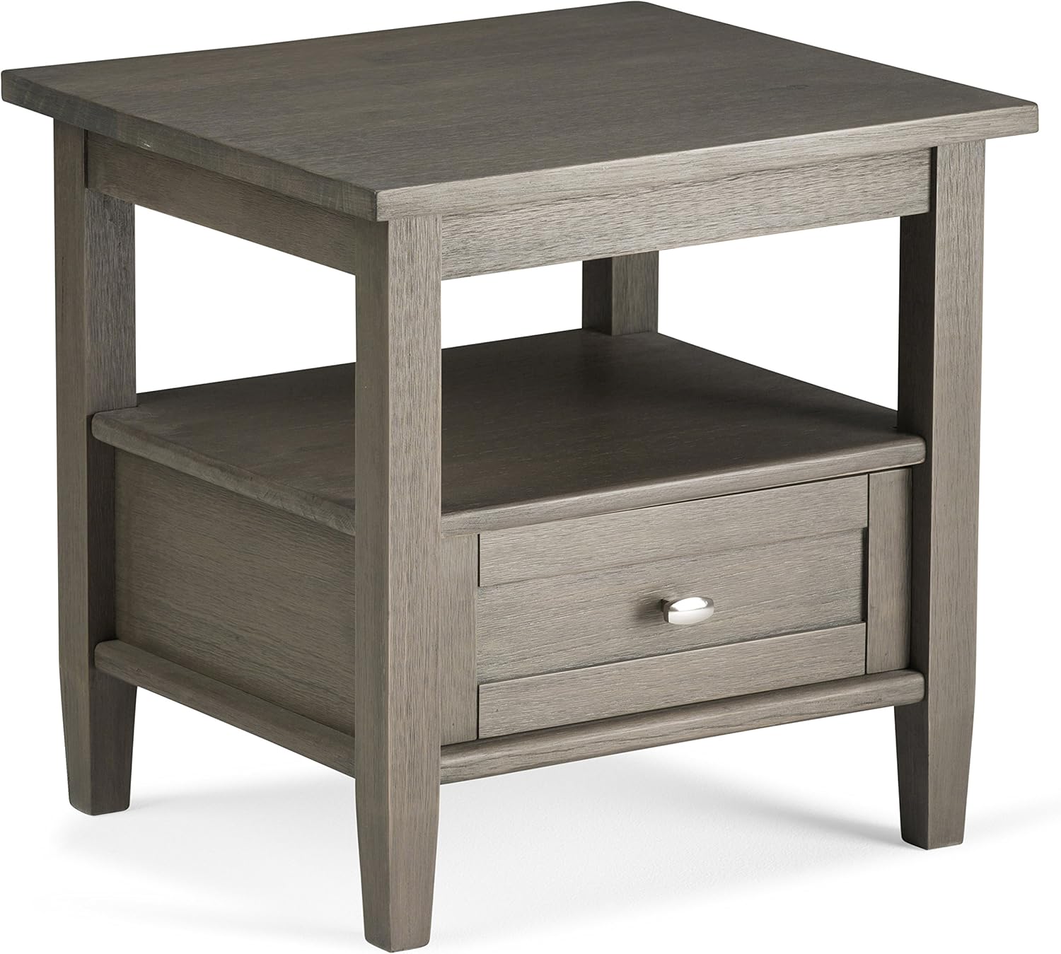 Amazon Com Simplihome Warm Shaker Solid Wood 20 Inch Wide Rectangle Rustic Contemporary End Side Table In Farmhouse Grey With Storage 1 Drawer And 1 Shelf For The Living Room And Bedroom Furniture