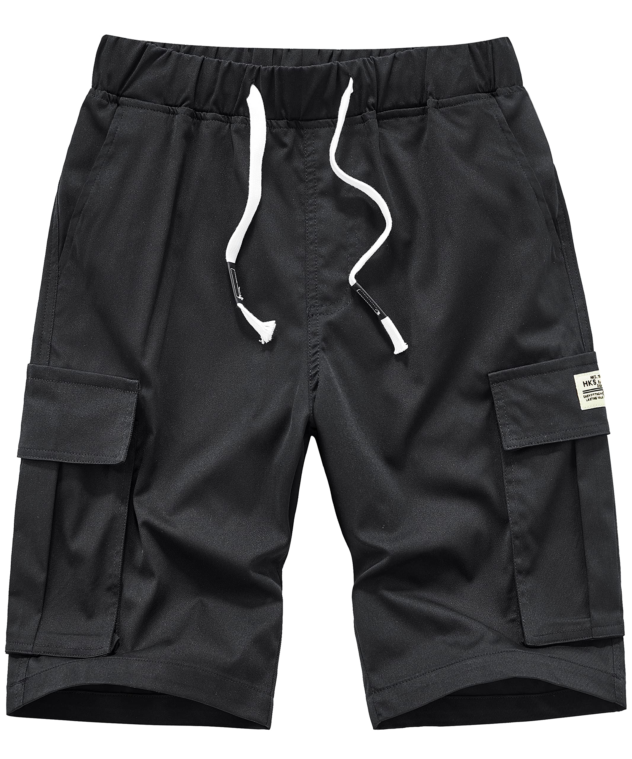 Photo 1 of Vcansion Women's Cotton Casual Elastic Waist Drawstring Plus Size Lightweight Outdoor Cargo Shorts Black US 8-10