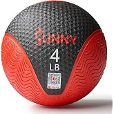 Sunny Health &amp; Fitness Medicine Ball with Premium Dual Textured Grip | 4-30LB Weighted Rubber Medicine Ball, Bouncing Wall Ball, Slam Ball Workouts, Throws Squats Core Strength Training