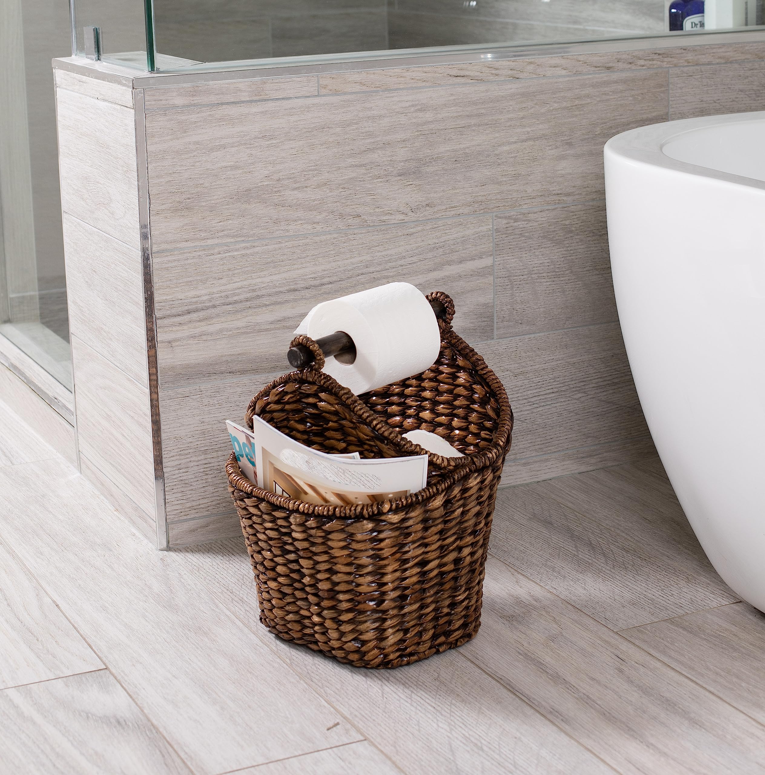 BIRDROCK HOME Seagrass Magazine and Bathroom Basket