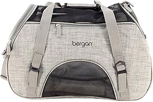 Coastal Pet Bergan Comfort Carrier - Breathable Travel Carrier for Dogs & Cats - Heather Grey, 19" x 10" x 13"