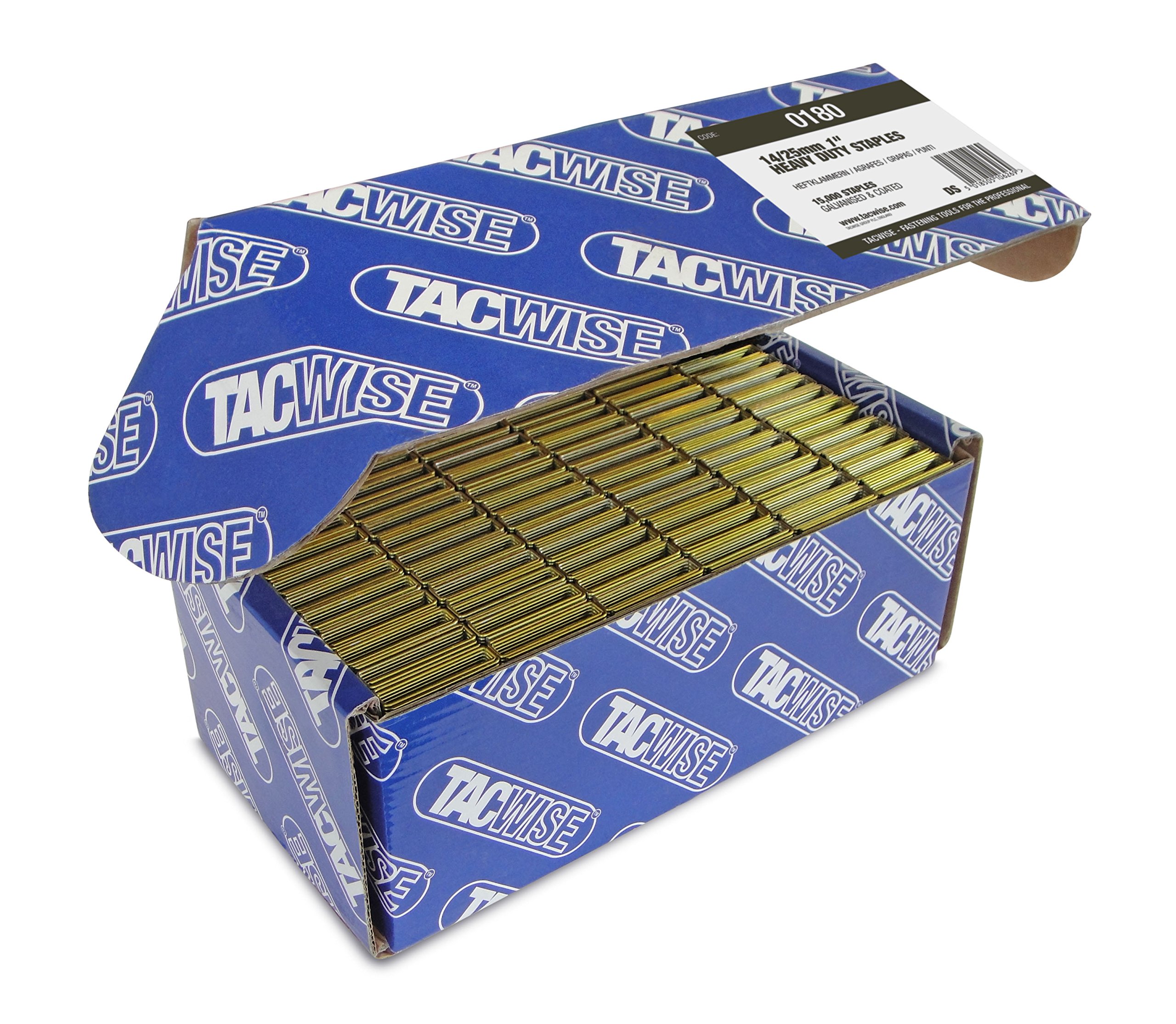 Tacwise 0180 Type 14 / 25 mm Heavy Duty Galvanised Framing Staples, Narrow Crown, Pack of 15,000