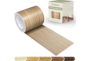 Besezx Wood Grain Tape, 2.4" X15', Self Adhesive Wood Grain Repair Patch for Tables, Chairs, DIY,Baseboards, Doors, Windows, Floors and Furniture Renovation.（Brown Walnut）