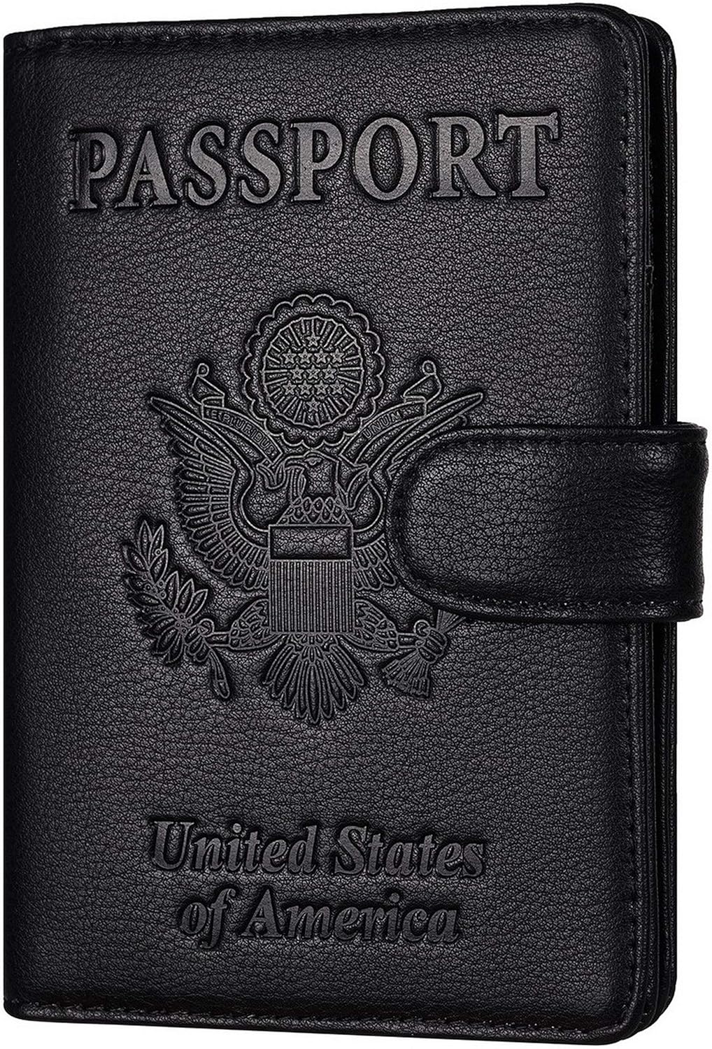  | Toughergun Leather Passport Holder Wallet Cover Case RFID Blocking Travel Wallet (nappa black buckled) | Passport Covers