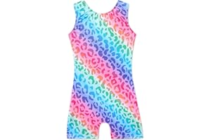 XiaoMoSha Girls Leotards for Gymnastics Outfits Sparkle Kids Sleeveless One-Piece Colorful Dancewear Bodysuit