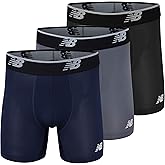 New Balance Men's No Fly Boxer Brief Underwear with Jacquard Waistband, Breathable Lightweight, Moisture Wicking (3 Pack)