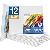 FIXSMITH Canvas for Painting,8x10 Inch Canvas Board Super Value 12 Pack Canvases,100% Cotton,Primed Canvas Panel,Acid Free,Ar