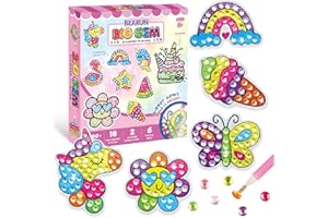 BEARUN Gem Art, Kids Diamond Painting Kit-Big 5D Gem, Arts and Crafts for Girls Ages 6-12, Create Your Own Magical Stickers and Suncatchers - Diamond Art Gift for Girls Ages 6, 7, 8, 9, 10-12, 6-8