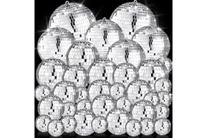 65 Pcs Disco Balls Decorations Assorted Size Disco Ball Ornament Reflective Hanging Mirror Ball Mini Large Silver Balls for C
