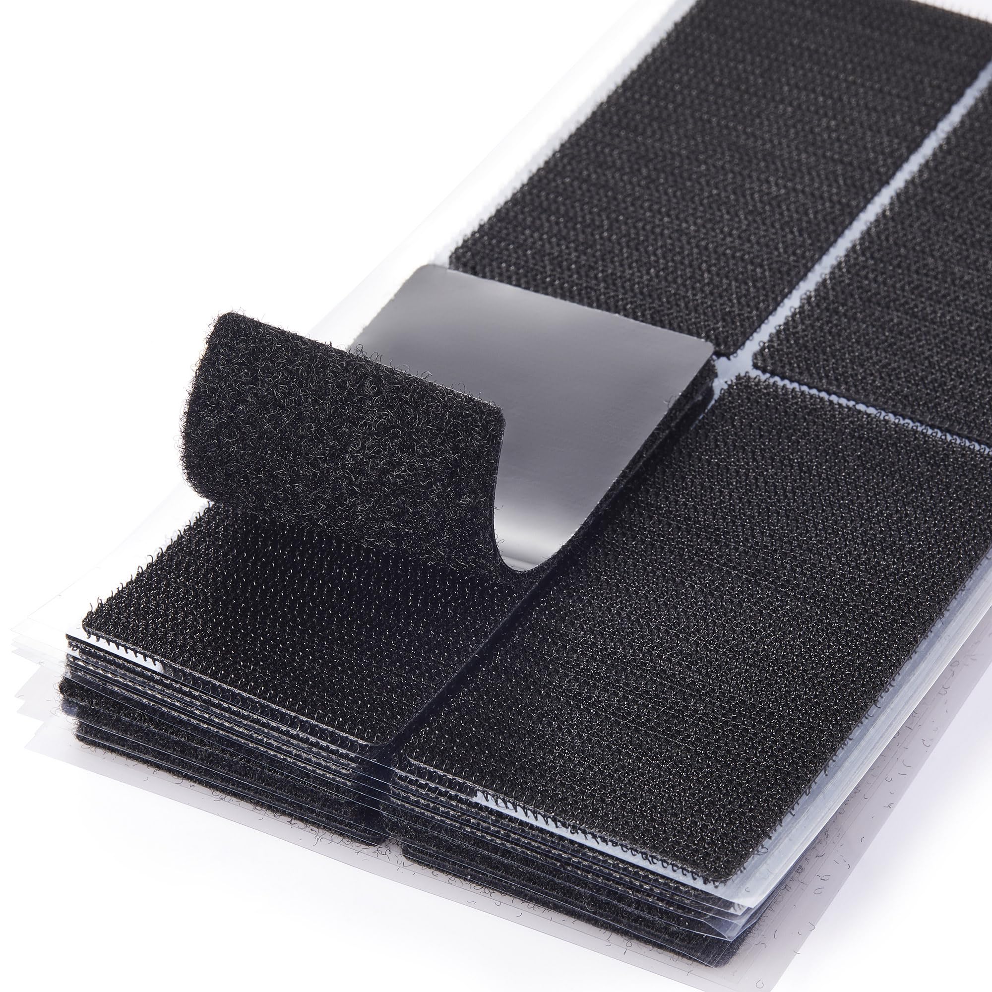Photo 1 of (2x4 Inch, 20 Sets) Strips with Adhesive for Fabric, No Sew Stick On for Fabric, Sticky Back for Clothes, Curtains - Heavy Duty Double Sided Hook and Loop Hem Tape Fasteners, No Sewing No Iron, Black