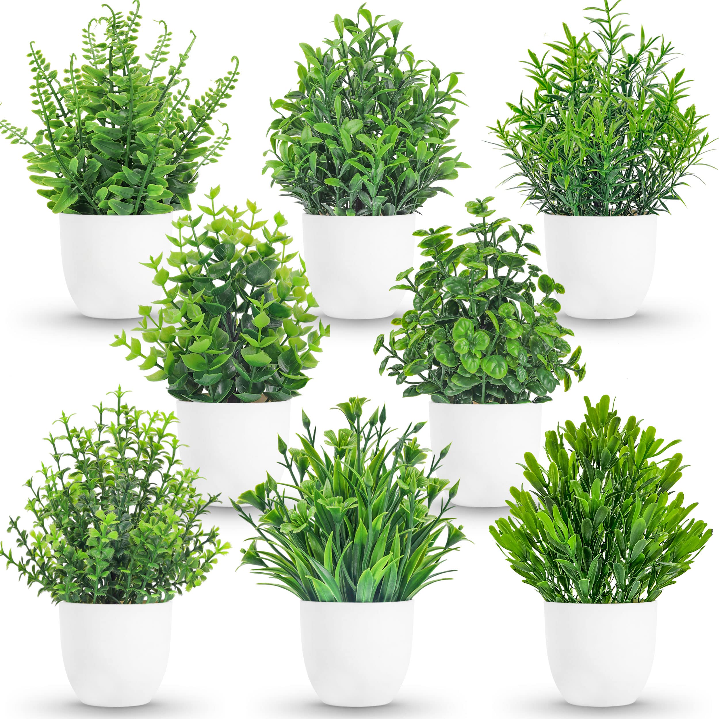 Der Rose 8 Pack Fake Plants for Living Room Decor, Artificial Plants Small Faux Plants Indoor for Home Bathroom Bedroom Farmhouse Kitchen Decor