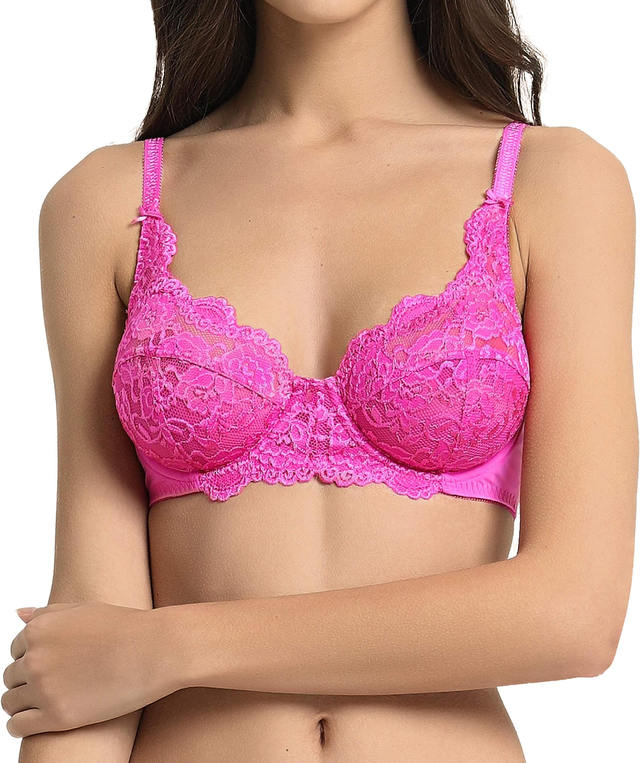 VANEVERWomen’s Lace Bra, Comfortable Women’s Bras, Sexy Bra with Underwire & No Padding Cups, Breathable & Non-Chafing Ladies Underwear