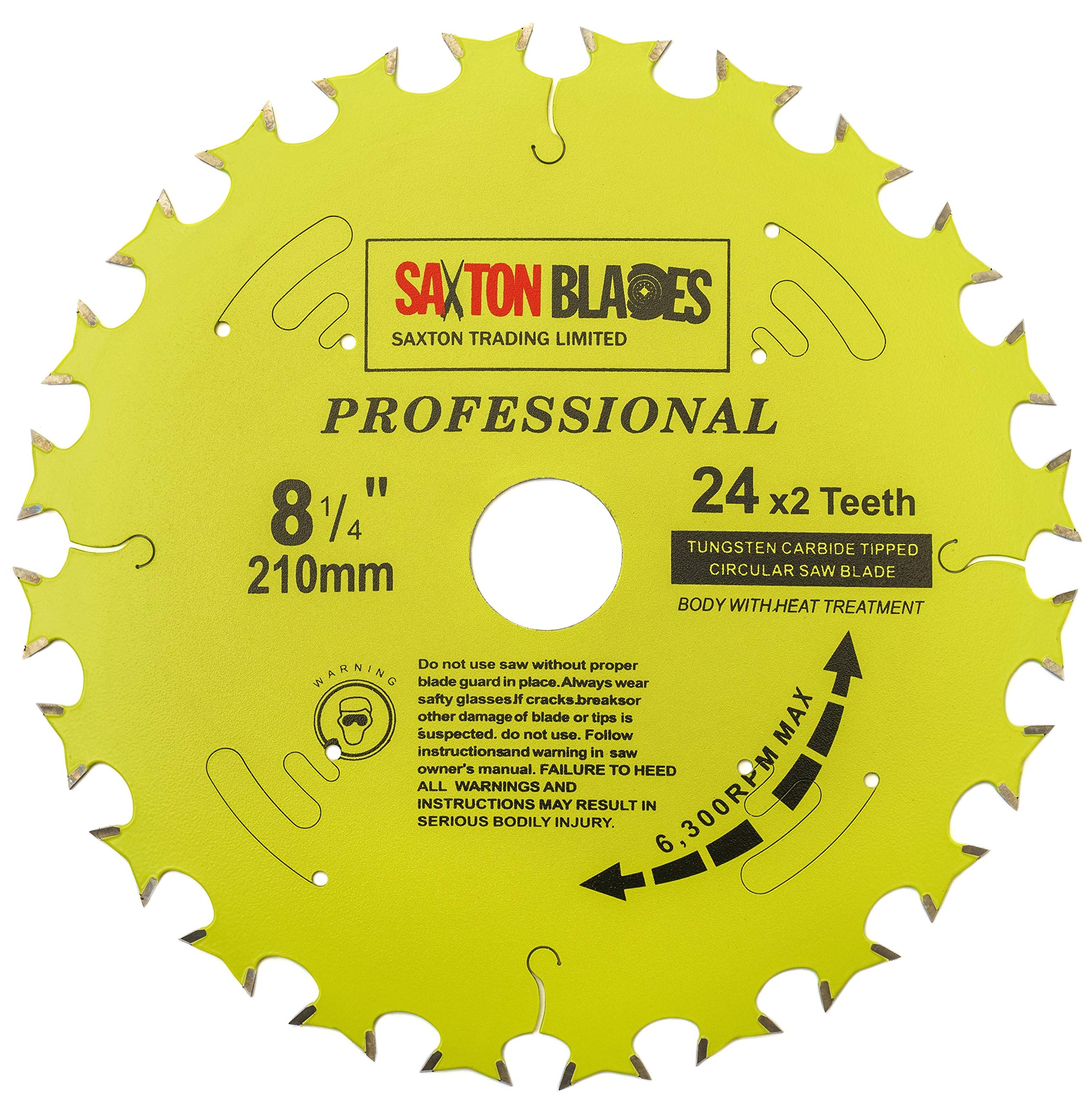 TCT21024DT Saxton Professional Range TCT Circular ‘Double Life’ Blade 210mm x 24x2 Teeth Compatible with Bosch Dewalt Makita etc