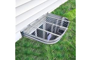 WINDOW WELL SUPPLY Window Well Cover, Heavy-Duty Polycarbonate ‘Escape’ Egress Window Cover, Sloped UV Resistant Heavy Duty Basement Window Well Cover, Crystal-Clear Protection (54" Width x 38" Length)