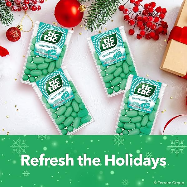 TIC TAC WINTERGREEN BREATH MINTS, BULK 12 PACK, ON-THE-GO REFRESHMENT, 1 OZ EACH