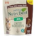 Nylabone Nutri Dent Dog Dental Chews - Natural Dog Teeth Cleaning & Breath Freshener - Dental Treats for Dogs - Filet Mignon Flavor, Mini (160 Count)