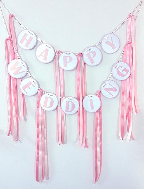 Amazon Co Jp ウエディングランド Weddingland ガーランド Happy Wedding リボン 1 8 パーティー 小物 ウェディング 結婚式 装飾 フォトアイテム おもちゃ