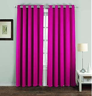 Bright Pink Pair Of Eyelet Taffeta Curtains 90 Drop Amazon Co Uk