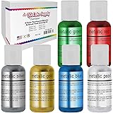U.S. Cake Supply Airbrush Cake Pearlescent Shimmer Metallic Color Set - The 6 Most Popular Metallic Colors in 0.7 fl. oz. (20