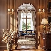 Antok Floor Mirror, 57"×21" Vintage Full Length Mirror Beaded Full Body Mirror with Stand, Hanging Mounted for Bedroom Living Room Cloakroom,Brown,Luxury Style