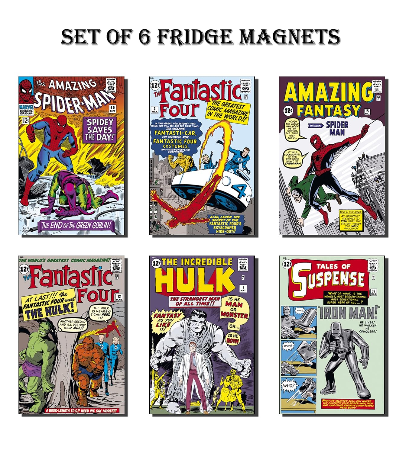 REFRIGERATOR MAGNET Juego de 6 imanes de nevera Marvel Super ...