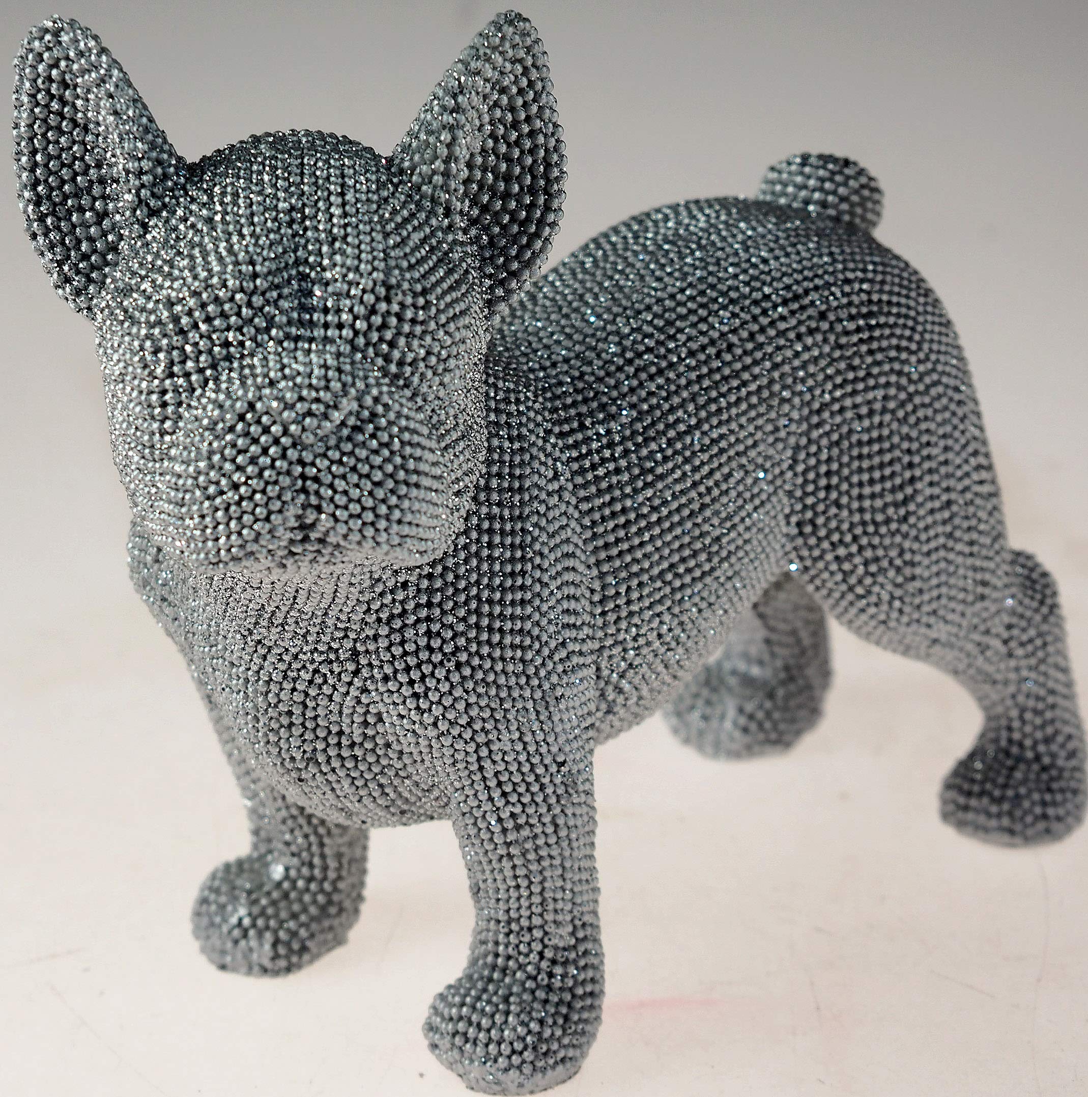 Figure | Silver Art Standing French Bulldog | 1 Piece - 22x11x19 cm
