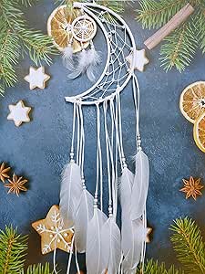 Nobrand Atrapasueños en forma de media luna, tradicional hecho a mano