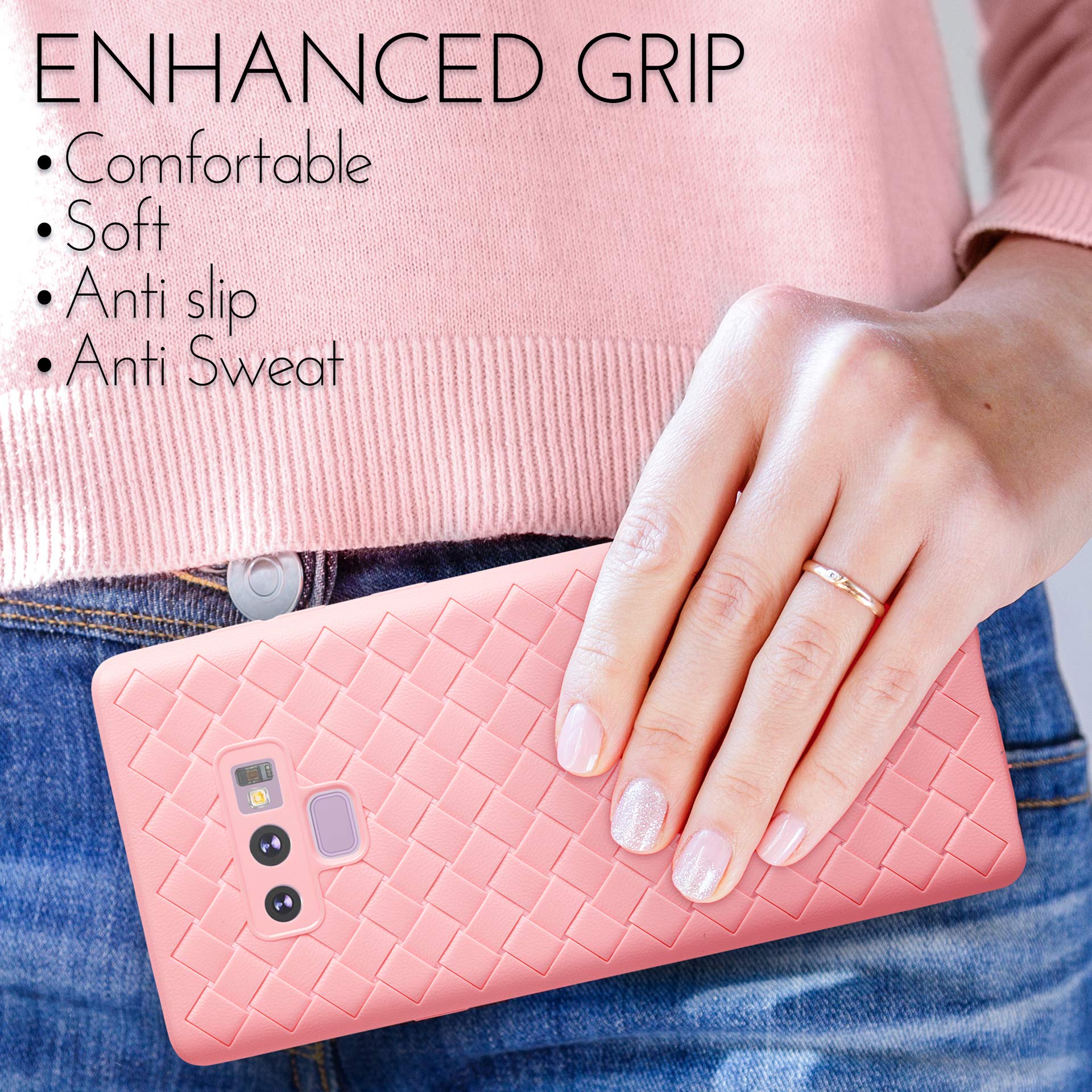 Galaxy Note 9 Case, Slim & Flexible Soft TPU Shockproof Cases for Samsung Note9, Ulta-Thin Full Body Cover, Protective Bumper for Note 9 Cell Phone, 2018 Hard Rugged Heavy Duty Protection (Pink)