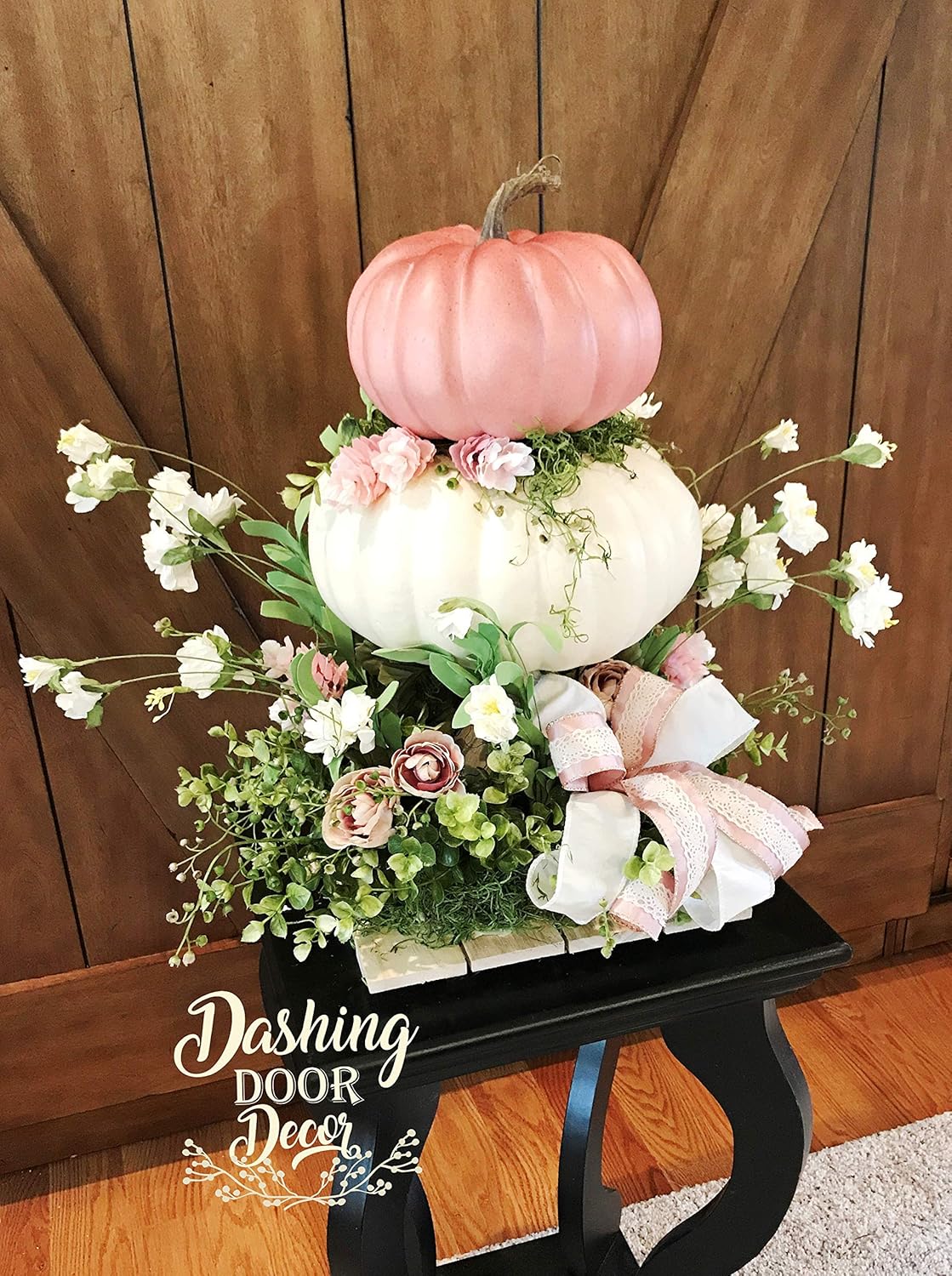 Amazon Com Pink Ivory Shabby Chic Fall Floral Pumpkin