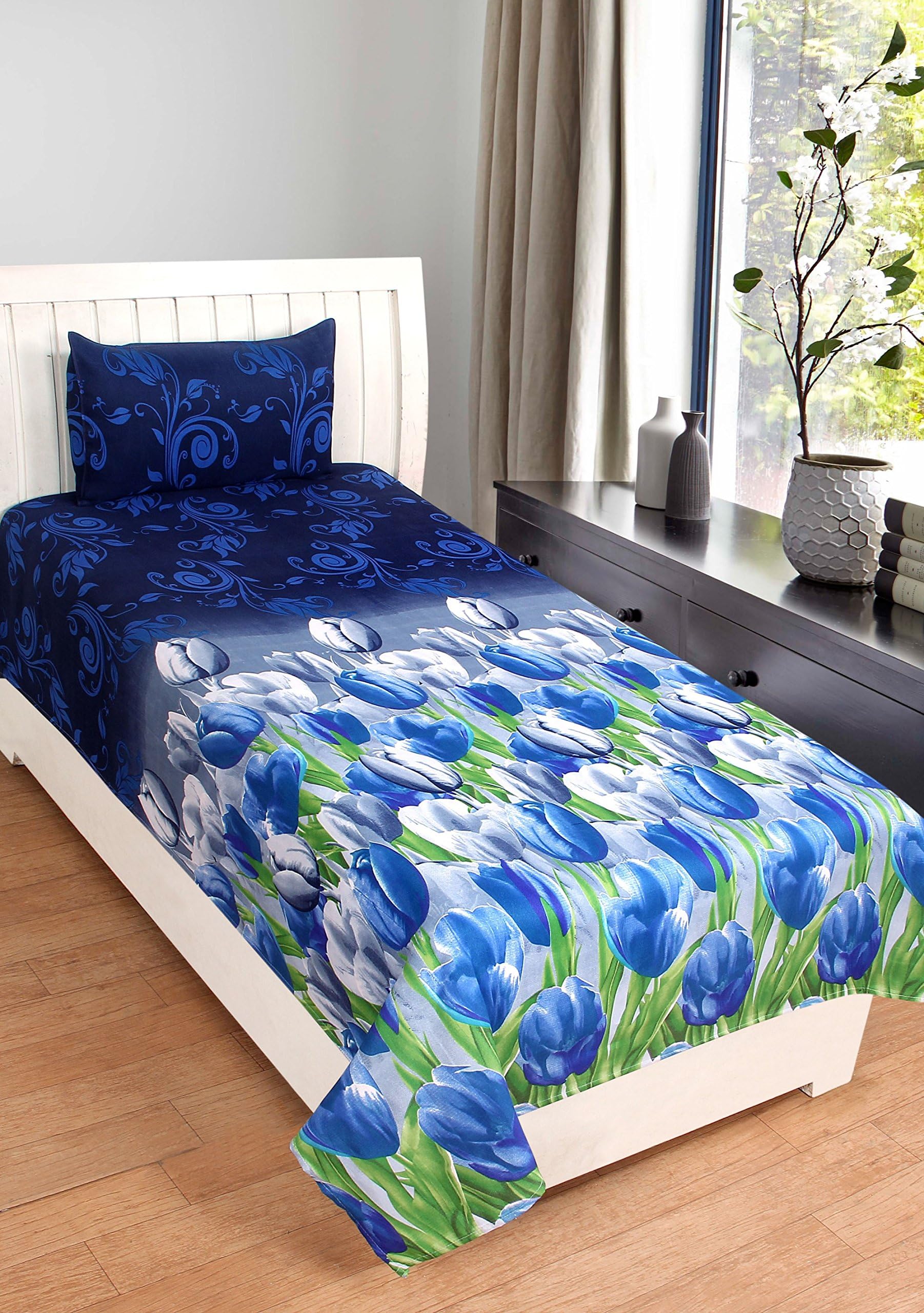 RD TREND 3D Printed Single Bedsheet with 1 Pillow Cover