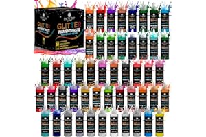 50 Color Pigment Paste for Epoxy Resin Set [ Glitter Series ] – Opaque Epoxy Pigment, Epoxy Dye Paste & High Concentration Mi