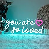 “You are so loved ”Neon Sign You Are So Loved Neon Light for Wall Decor Letter LED Neon Sign Blue LED Neon Light Love Neon Signs for Bedroom Kids Room Beauty Salon Bar Decoration