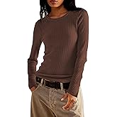 Jar of Love Long Sleeve Shirts for Women Waffle Knit Tops Crew Neck Thermal Shirts Fall Outfits Fahsion Clothes