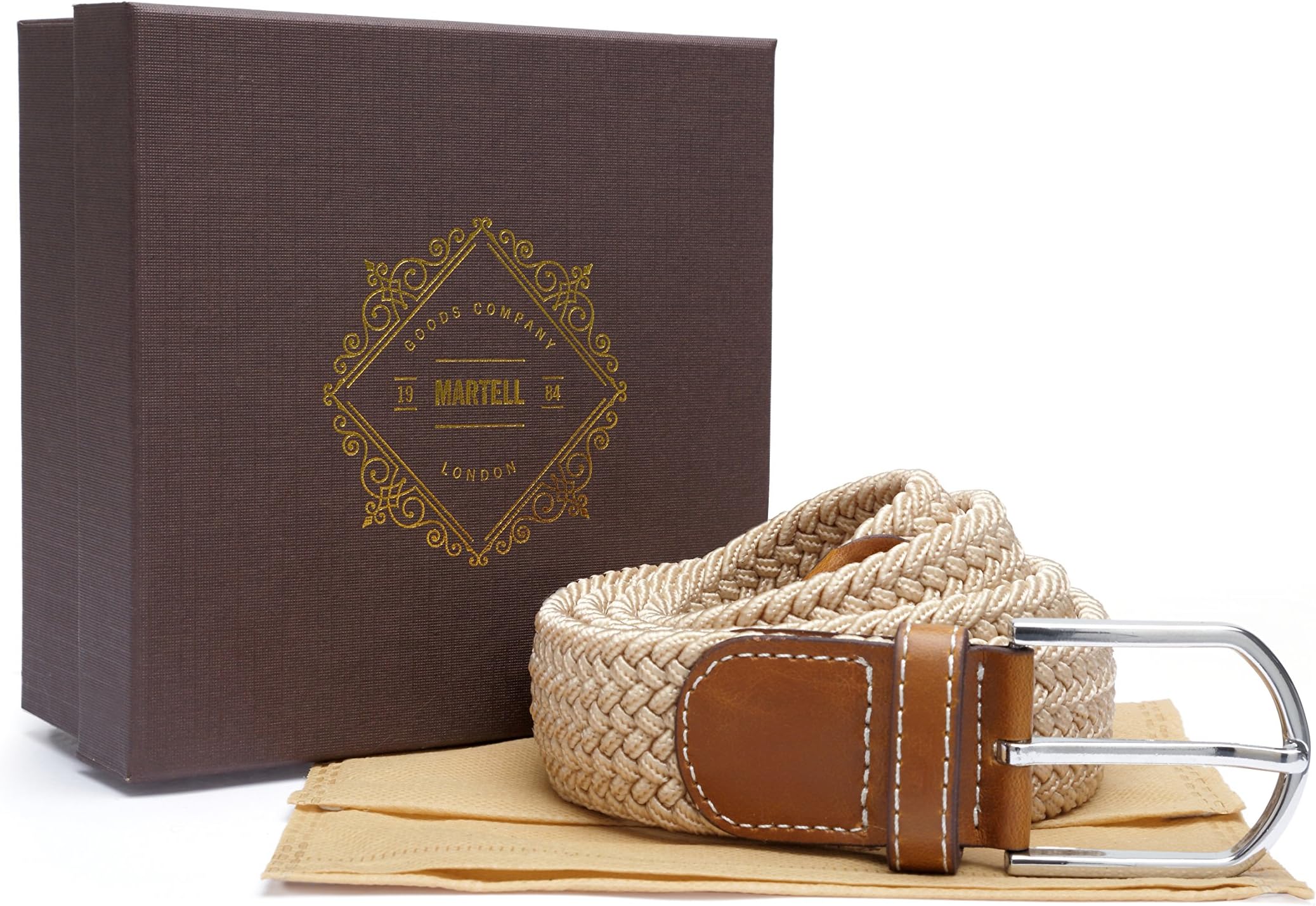 Elasticated Woven Fabric Belt - Part of the 'Martell Collection (Premium Collection) Includes Protective Belt Bag and Presentational Gift Box