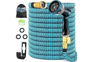 Expandable Garden Hose 100ft with 10 Spray Functions Nozzle,Kink Free Lightweight Retractable Watering Pipe with Hook,Storage