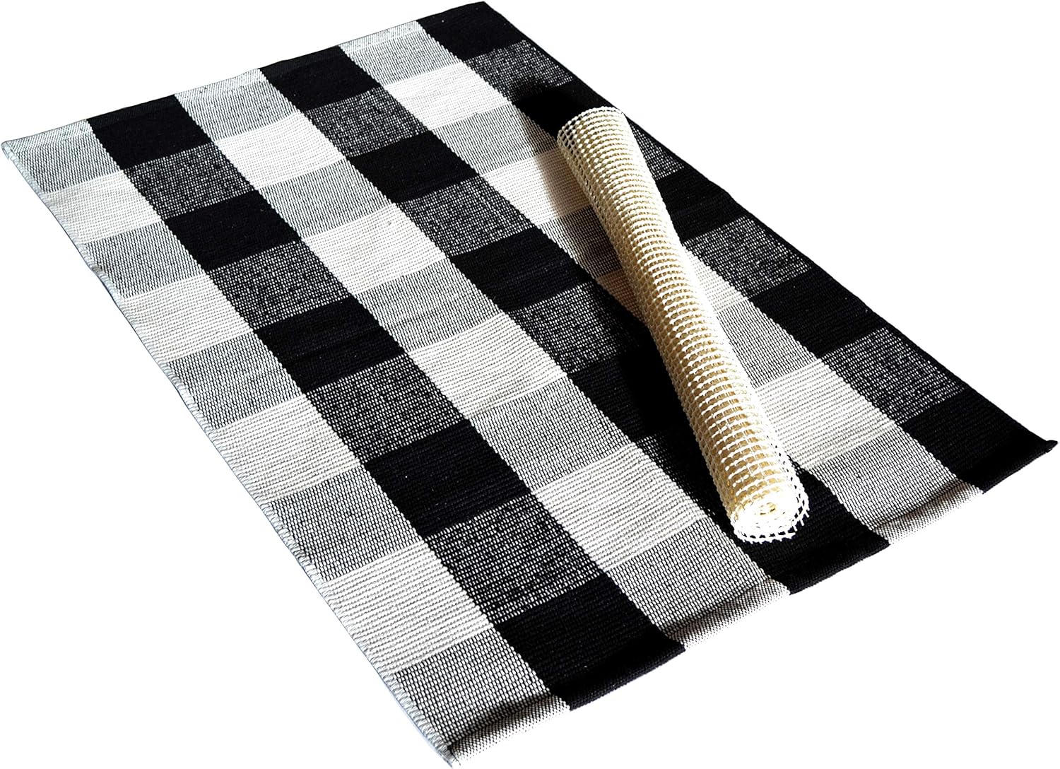 Buffalo Plaid Rug Layered Door Mats Outdoor Washable Woven