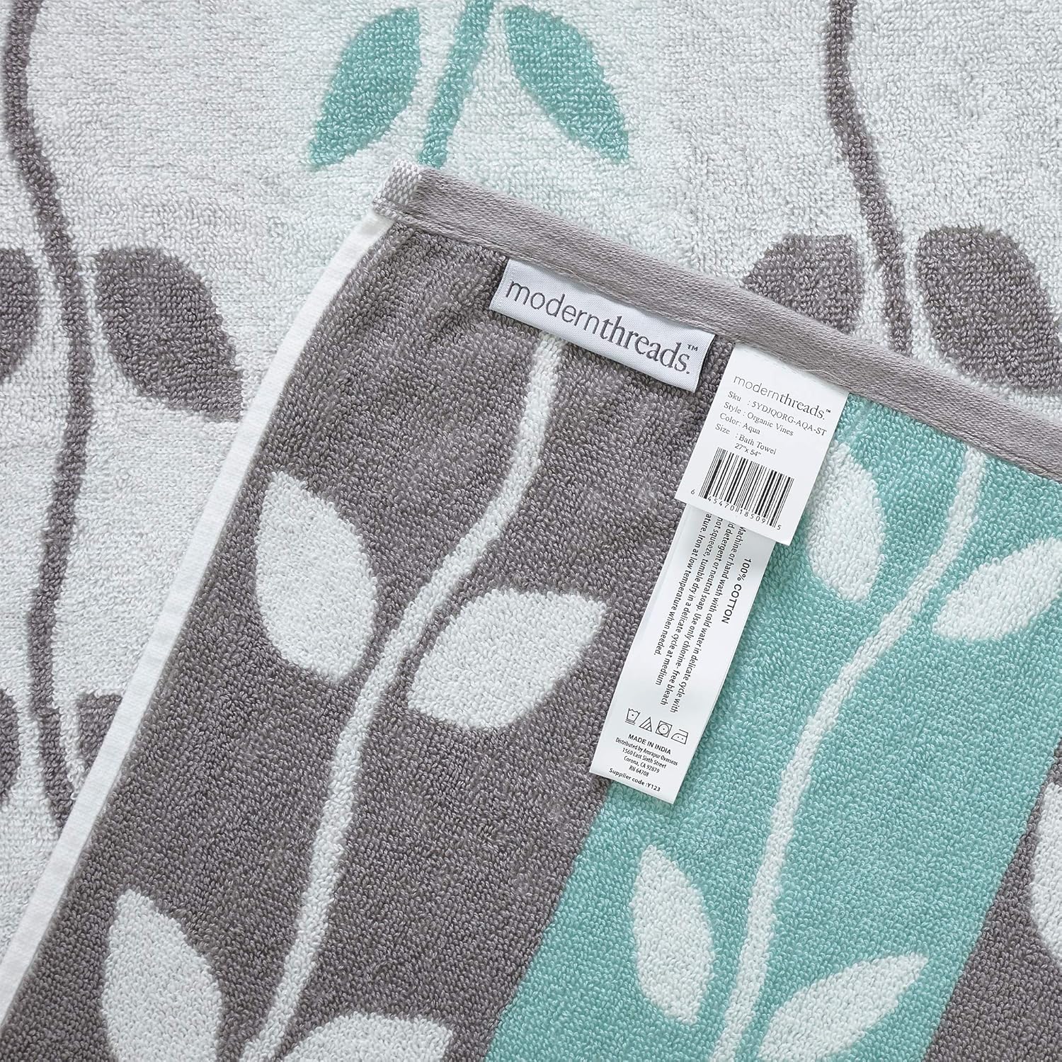 Amrapur Overseas 6-Piece Yarn Dyed Organic Vines Jacquard/Solid Ultra Soft 500GSM 100% Combed Cotton Towel Set [Grey Lavender]: Home & Kitchen