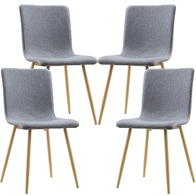 Poly and Bark Wadsworth Fabric Dining Chairs with Metal Legs, Set of 4