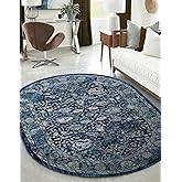 Unique Loom Oslo Collection Area Rug - Osterbro (7' 10" x 10' Oval Navy Blue/Beige)