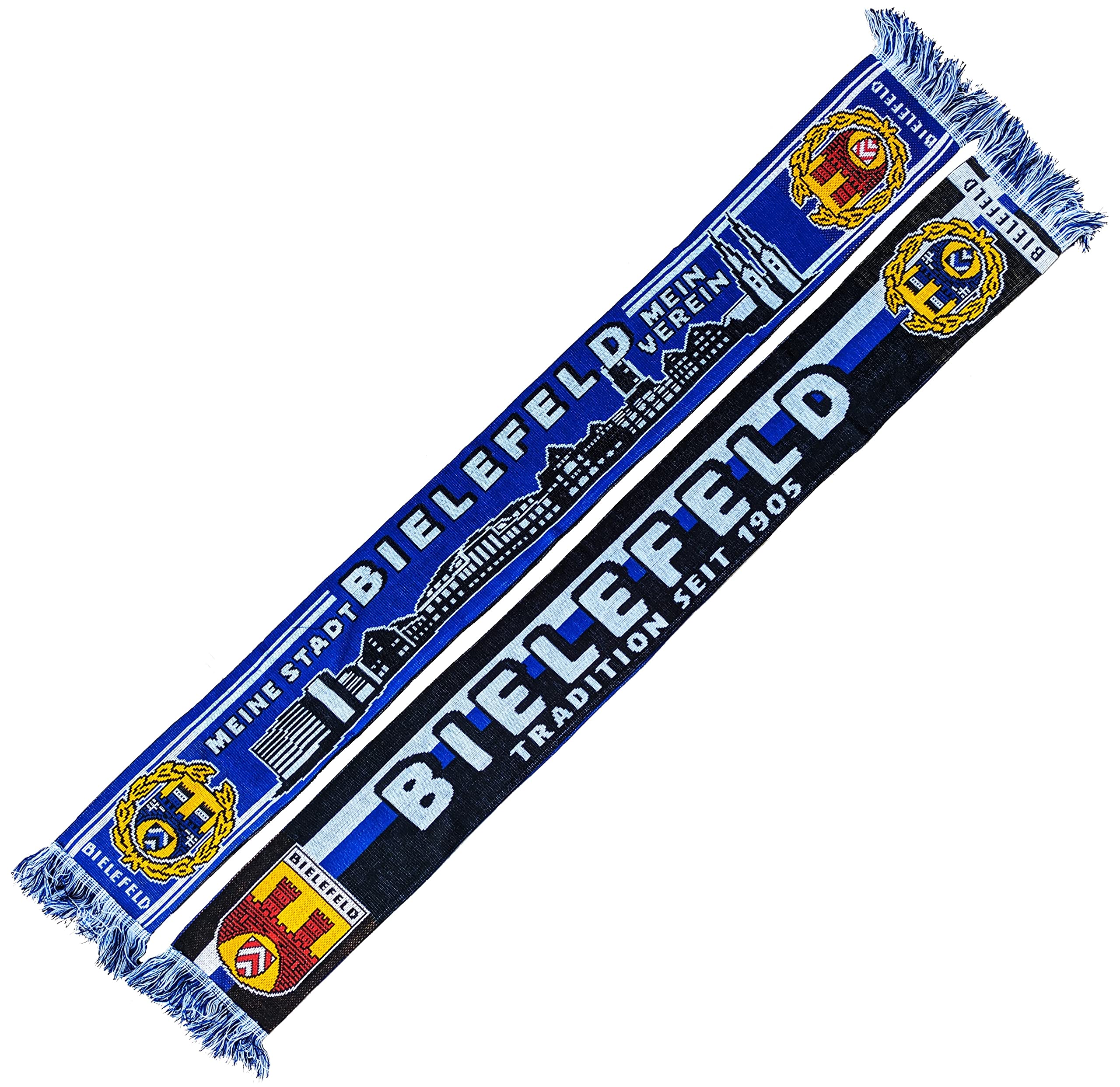 Generisch Bielefeld Scarf Skyline Traditional Since 1905 (Knitted Scarf), Blue, White, Black, 145
