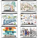 Reginary 6 Pcs Texas Cosmetic Bag Souvenir Gifts California Makeup Bag Florida Souvenir Gifts Zipper Pouch for Women Traveler Party Favors