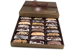 BARNETTS FINE BISCOTTI Barnetts Christmas Holiday Thanksgiving Chocolate 24 Biscotti Gift Baskets, Gourmet Cookie Gifts Box for Him and Her Food Basket Delivery, Candy Ideas for Dad, Husband, Brother, Son, Father, Grandfather, Boyfriend, Wife, Mother Grandmother