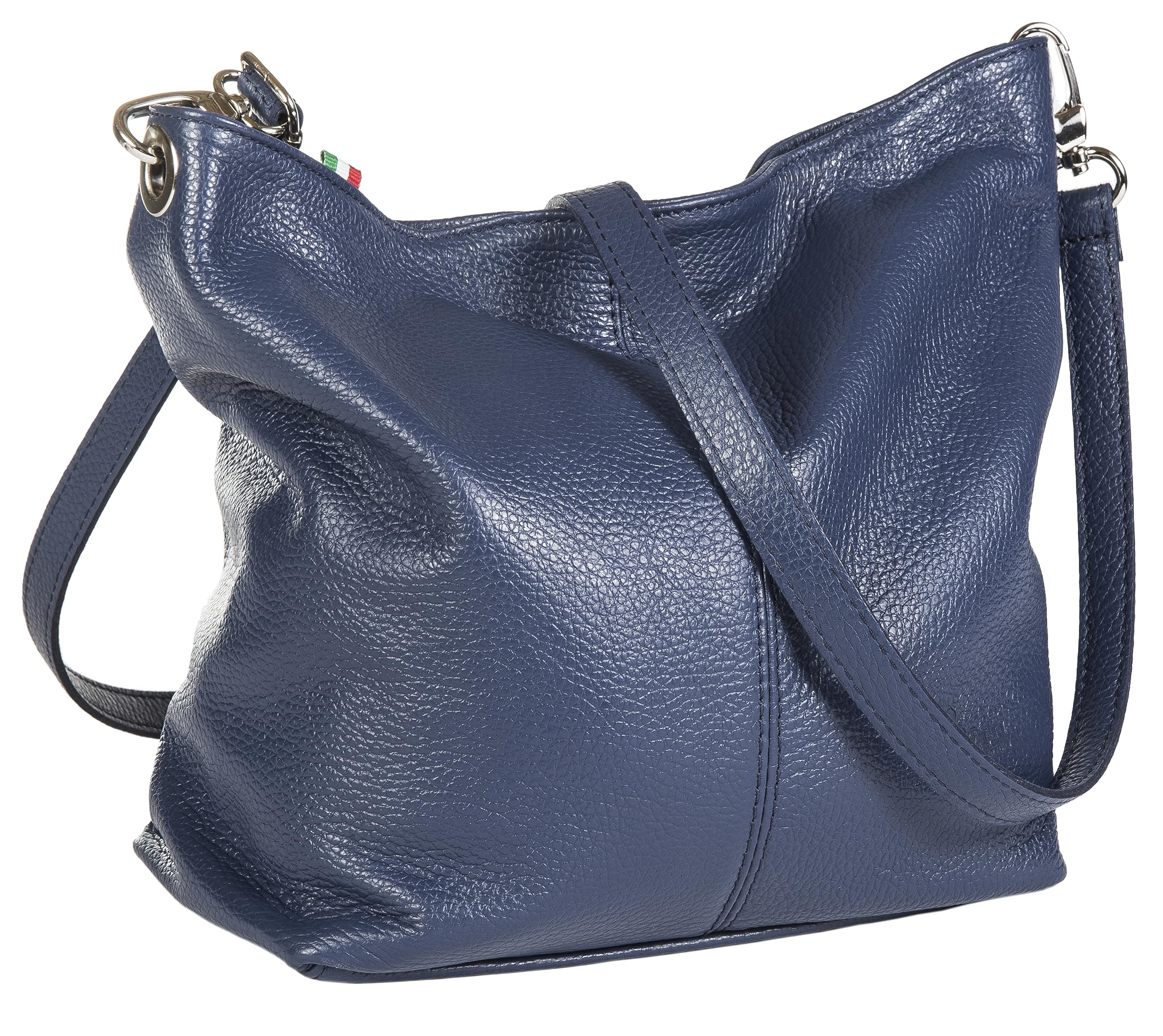 LiaTalia Womens Shoulder Bag - Soft Grained Leather - Medium Size Hobo Handbag Purse Made with 100% Italian Leather - Adal [Navy] — image 1
